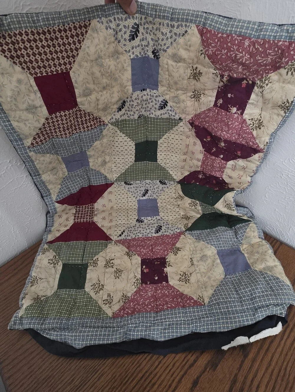 VTG Handcrafted Patchwork Blazing Star Pillow Sham 18 x 24 Americana - Buttons